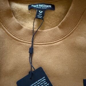 True Religion Men's Crewneck Sweater in Camel Brown